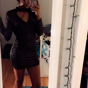 black/ gold sparkle backless dress